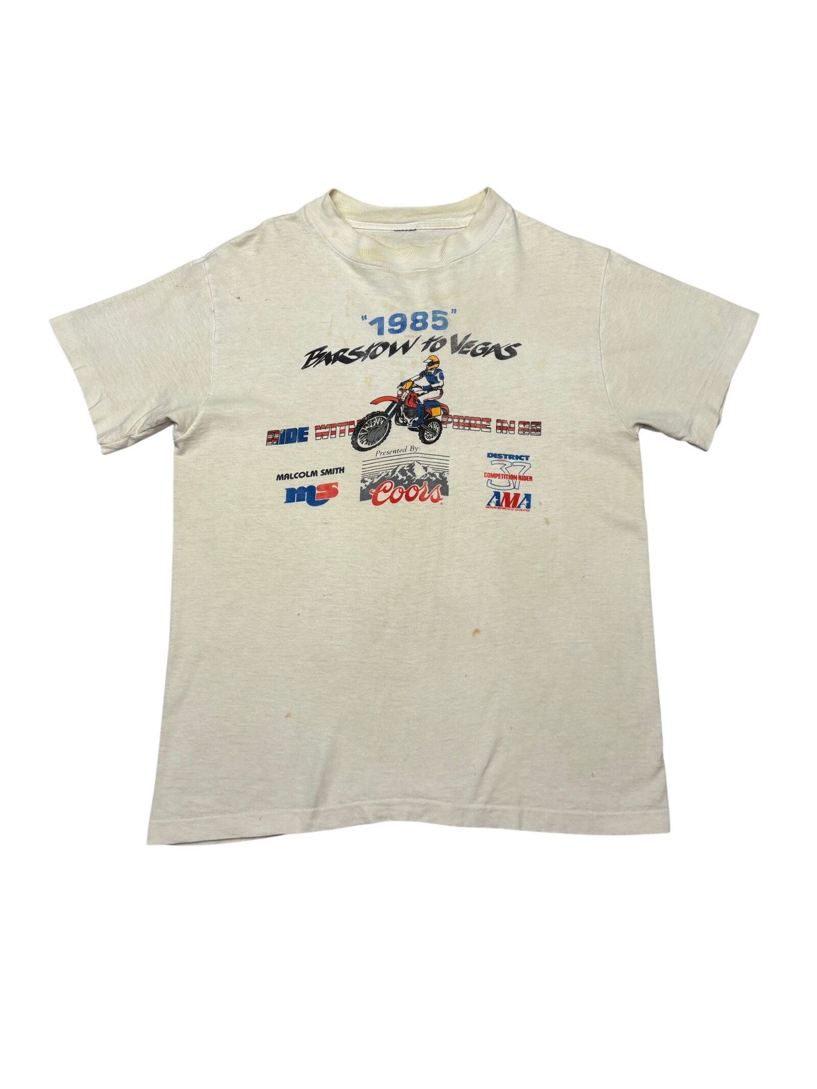 Vintage 80s Barstow To Vegas Motocross Motorcycle Shirt Men's 19x25.5
